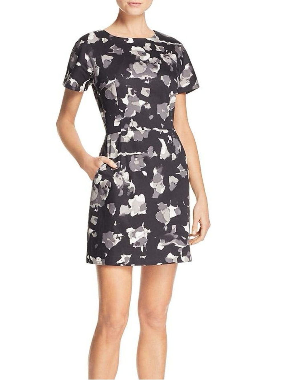 French Connection Black Floral Sheath Mini Dress Sz 4